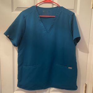 Figs Alps Blue Casma Three Pocket Scrub Top